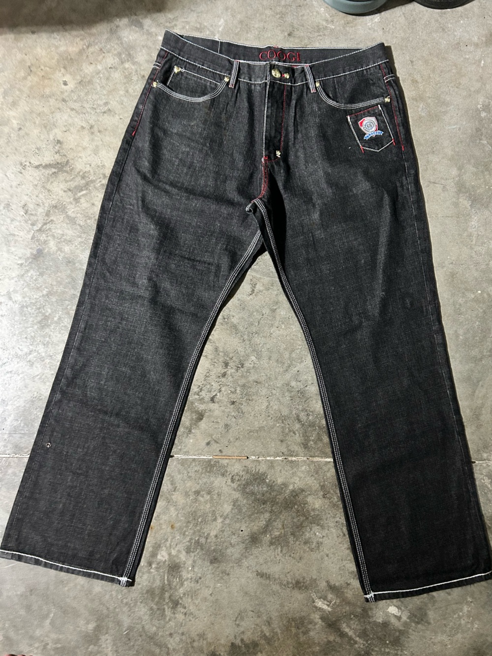 Coogi Black Embroidered Jeans Men’s 40x35 Y2K